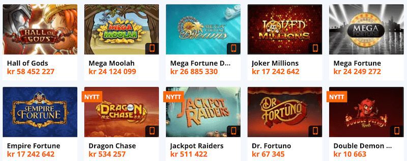 Jackpotspill hos Betsson Casino